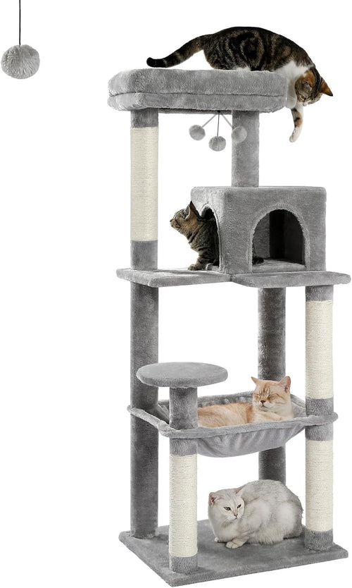Large Tree Tower 143cm Multi Level Scratching Posts Hammock Condo