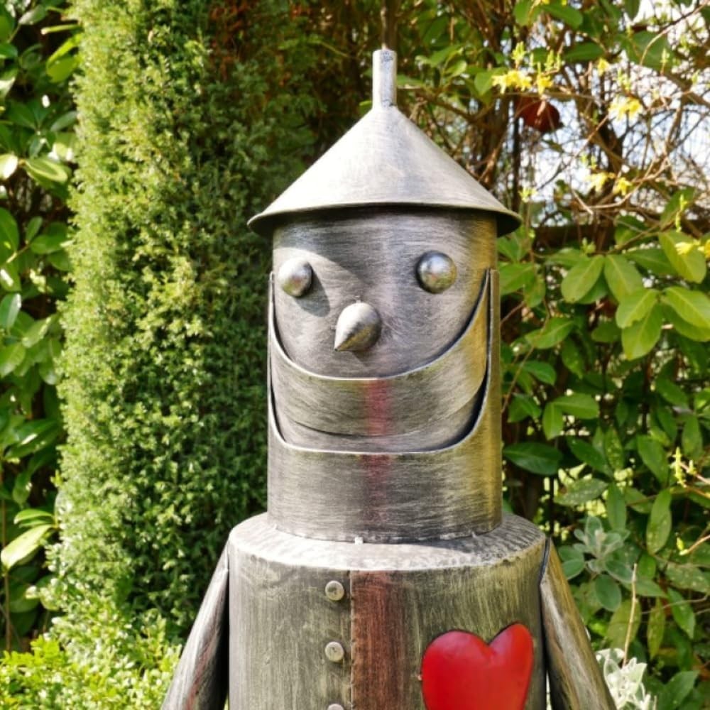 Large Tin Man Garden Ornament 135cm Outdoor Metal Statue Retro Lawn Sculpture