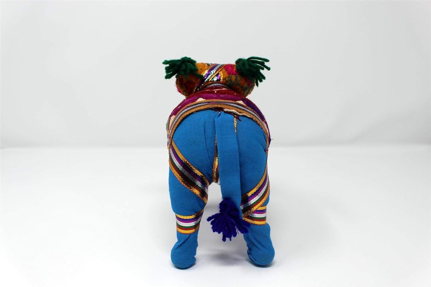 Blue Fabric Elephant Ornament | Handcrafted Colourful Standing Decor | 11cm