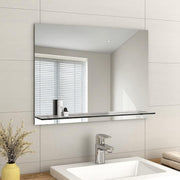 Wall-Mounted Frameless Vanity Mirror with Shelf 60x80cm Bathroom Storage