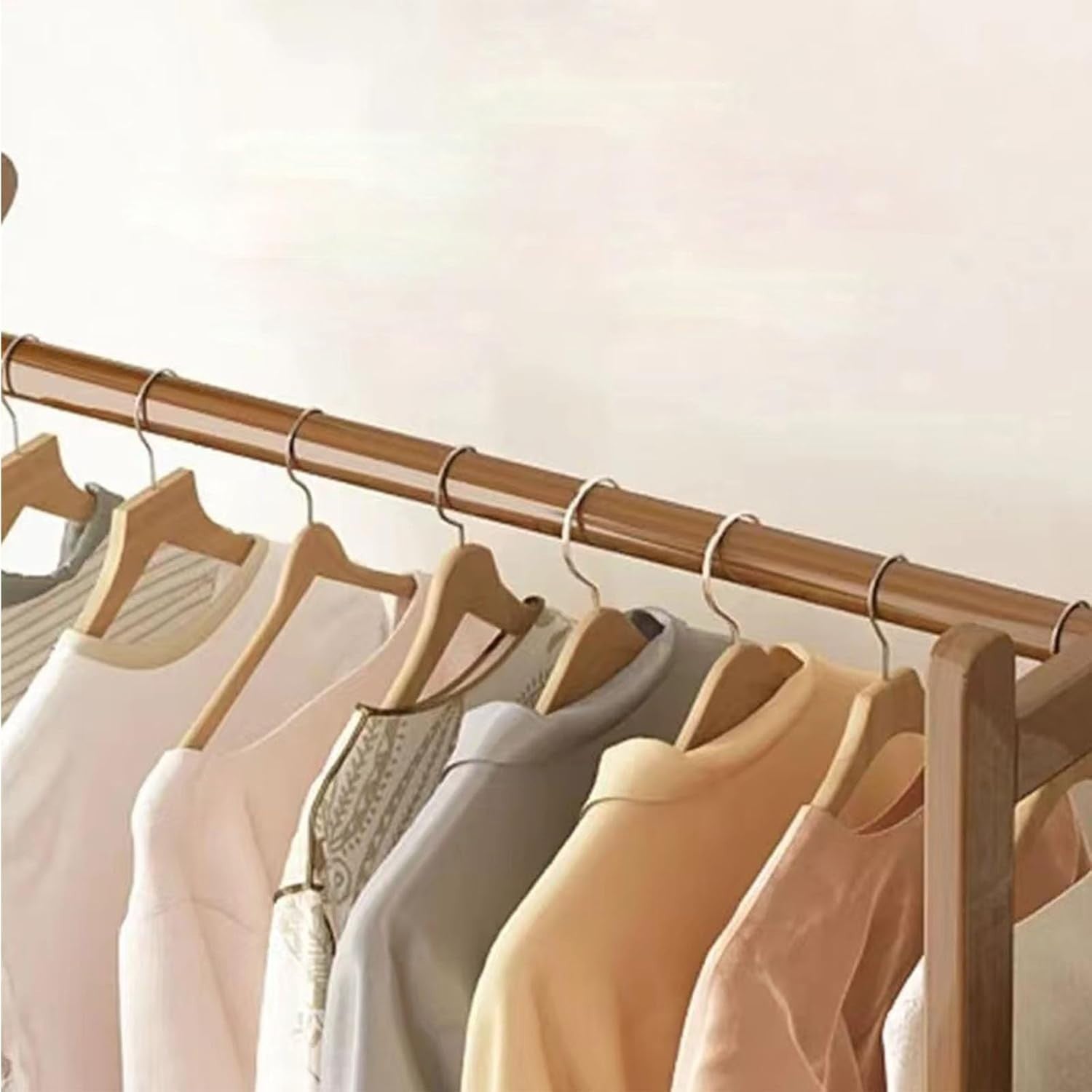 Bamboo Open Wardrobe Clothes Shelf with Drawers & Hooks 100cm