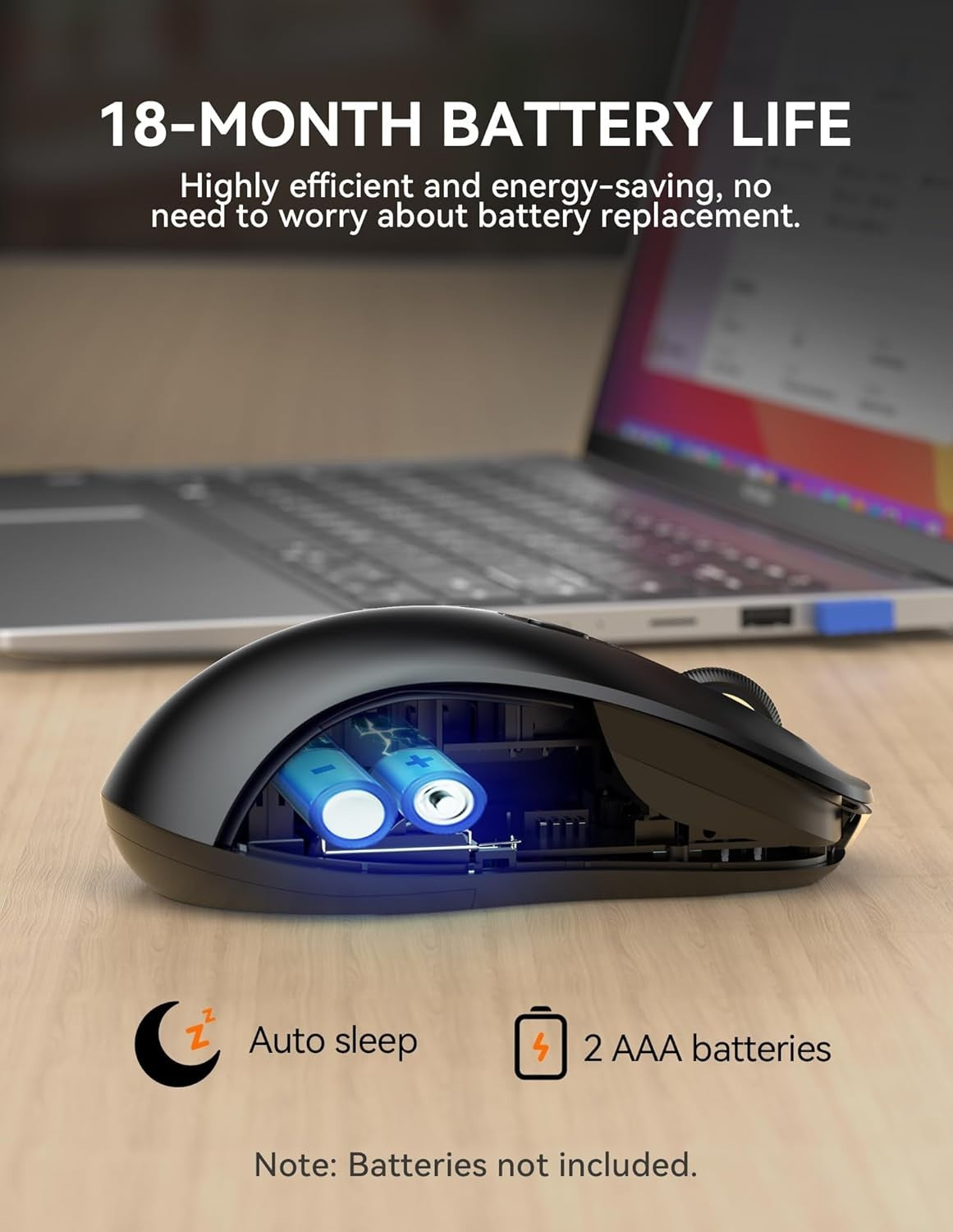 Wireless Silent Mouse Tri-Mode Bluetooth 2.4G USB 4800DPI Laptop PC