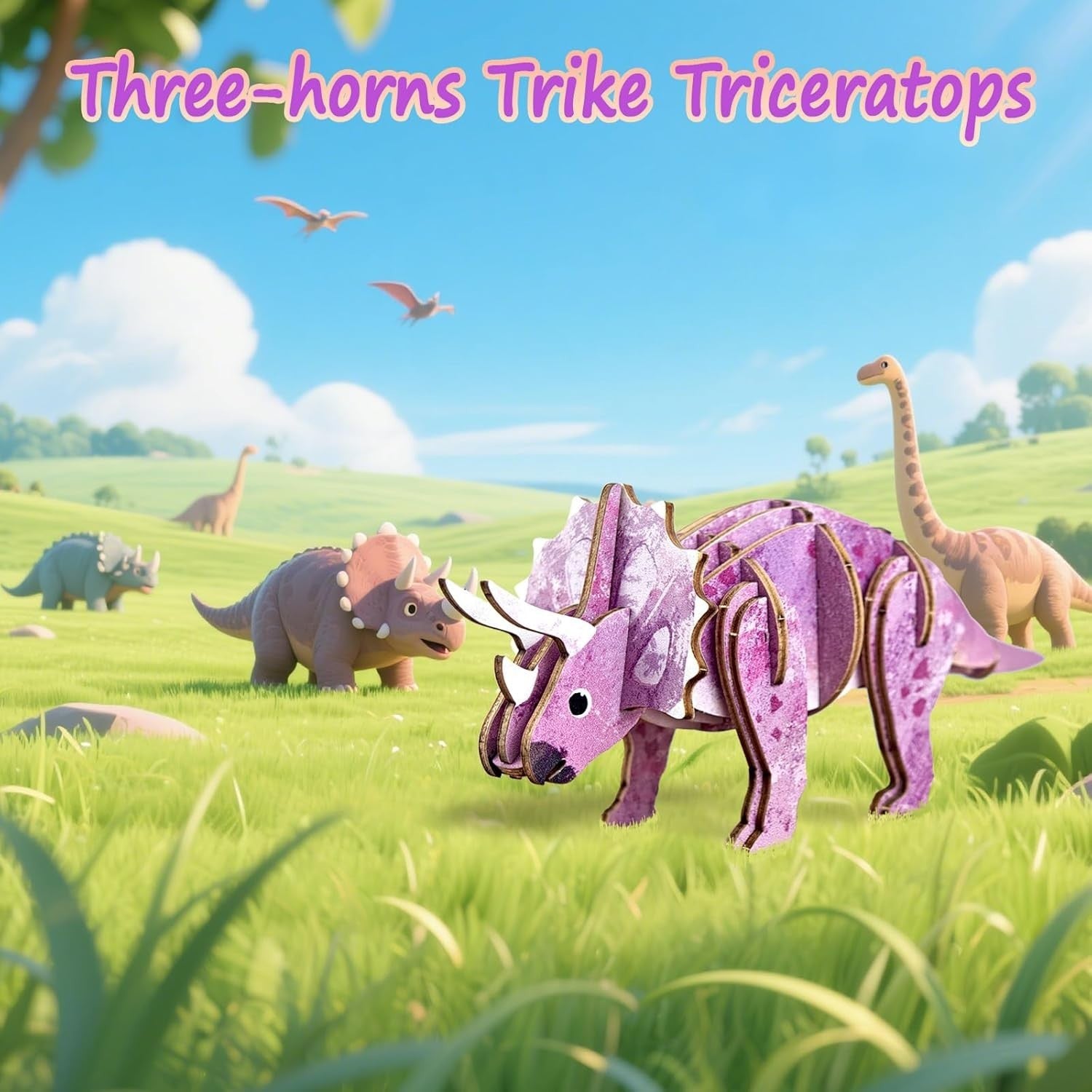 3D Wooden Dinosaur Puzzle Kit for Kids - Educational, Handmade Gift
