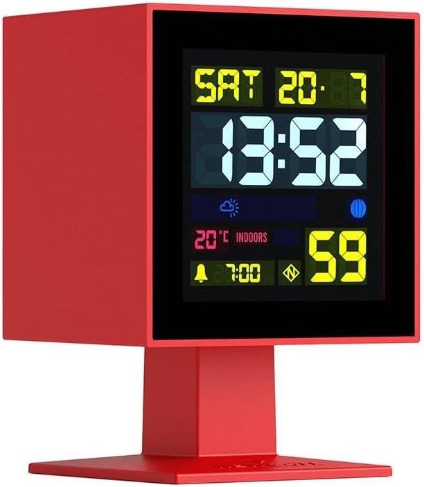 Large Digital Alarm Clock Red Retro Square LCD Desk Bedside Time Display
