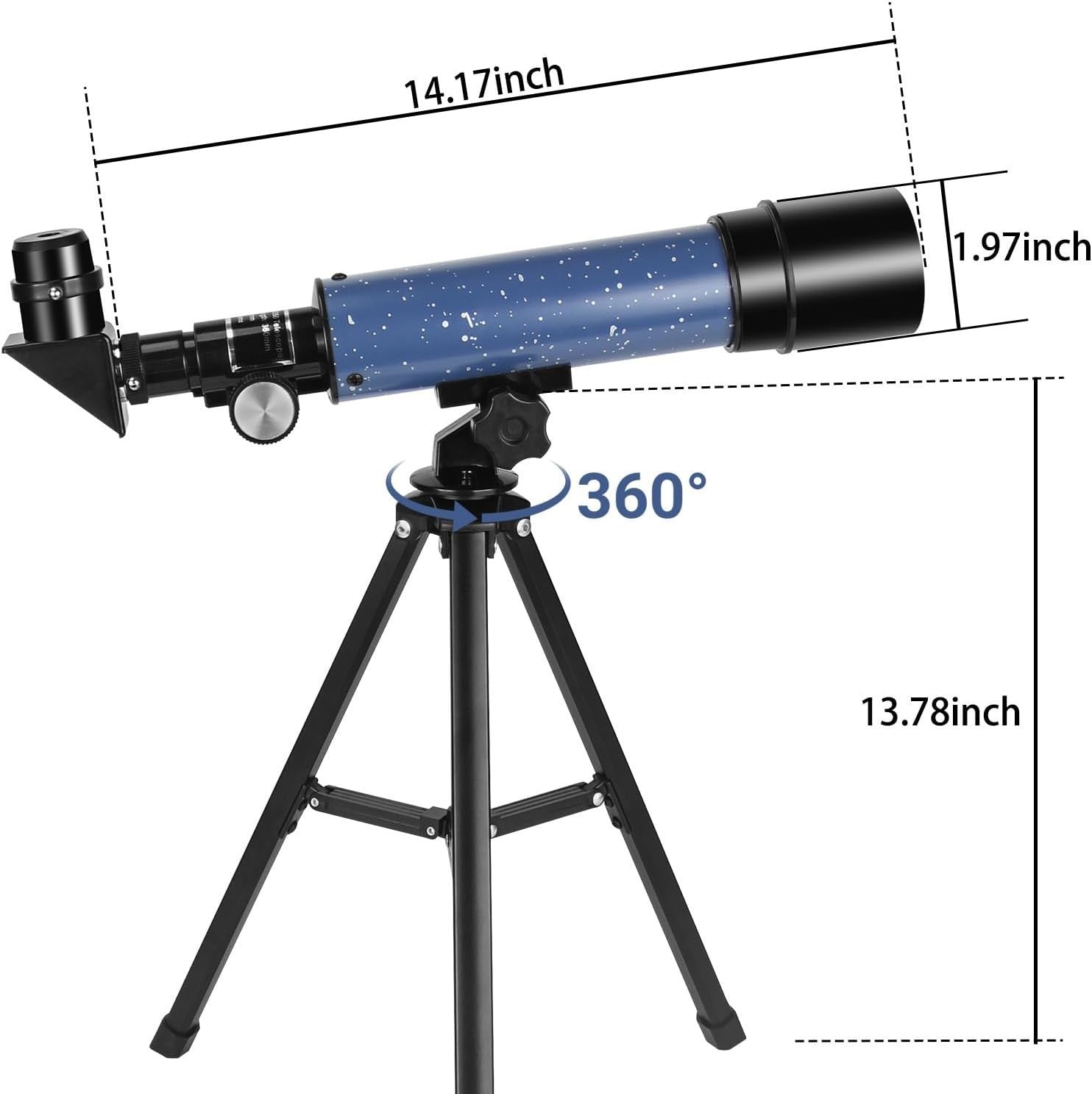 50mm Aperture 360mm Refractor Telescope for Kids & Beginners with Tripod