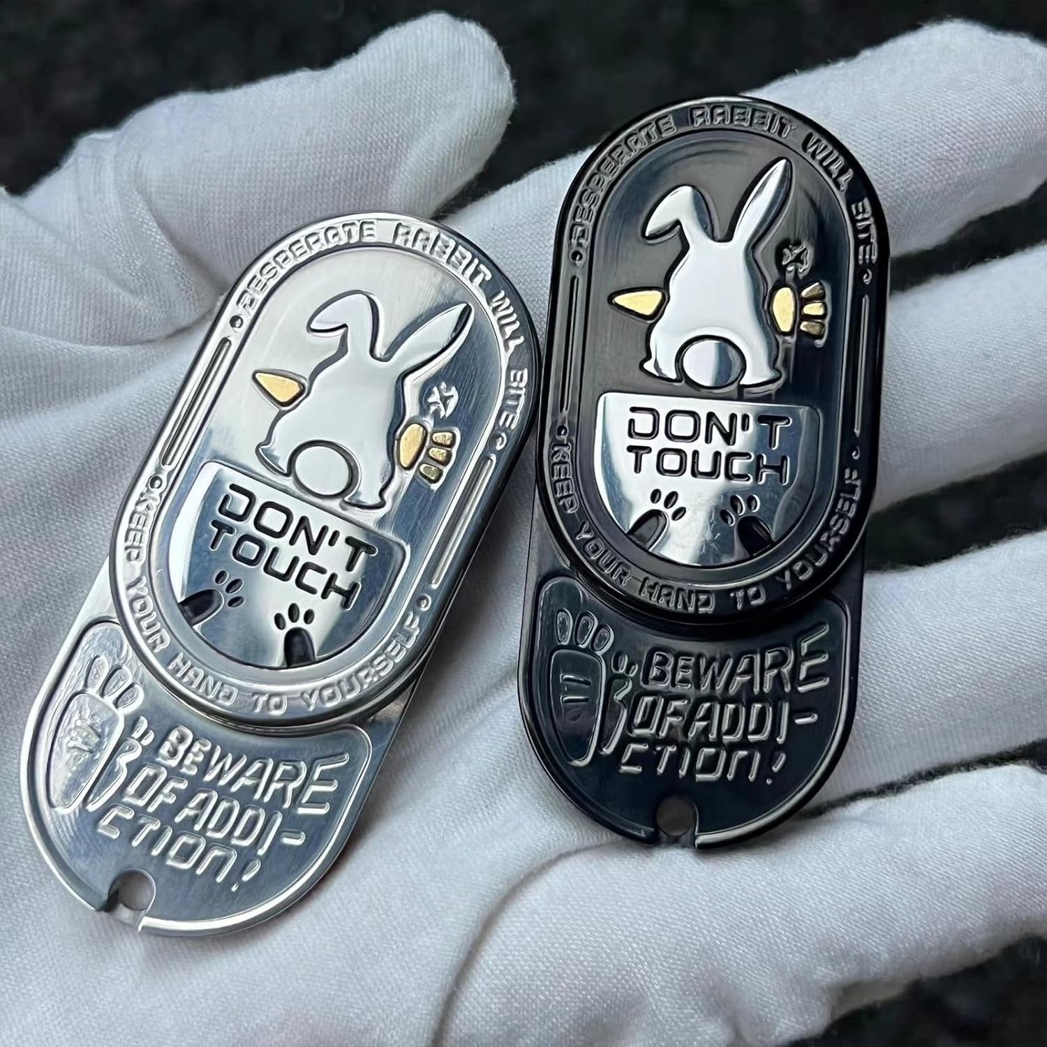 Silver Metal Rabbit Fidget Slider EDC Stress Relief Clicker