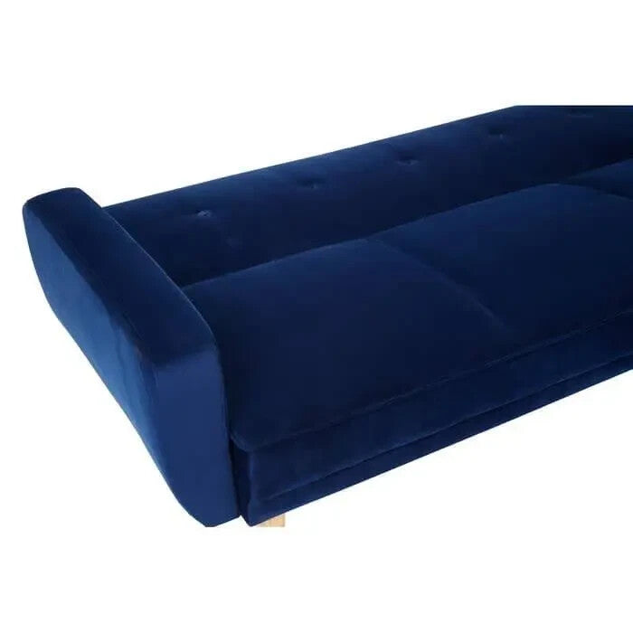 Navy Velvet Corner Sofa Bed 3 Seater Modern L-Shaped Soft Touch Couch