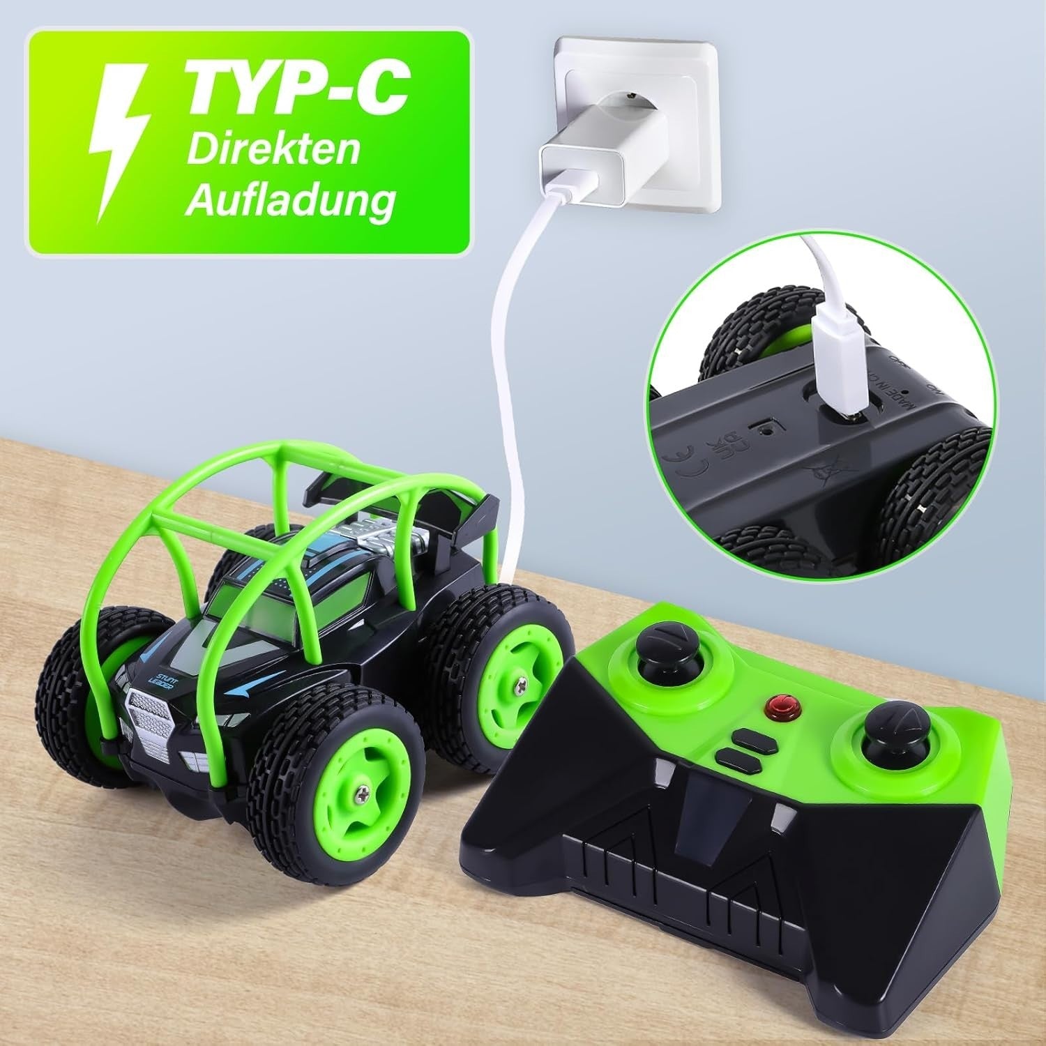 Mini 360° Flip Stunt RC Car 2.4GHz – Rechargeable Remote Control Toy for Kids 3+