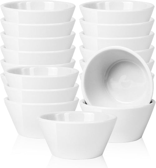 18pcs Small Porcelain Dessert Bowls 240ml Stackable Sauce Soup Cups
