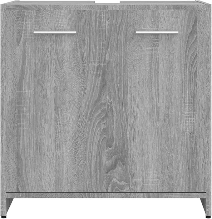Grey Sonoma Bathroom Sink Cabinet 60x33x60cm Modern Vanity Storage Unit