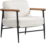 Modern Boucle Accent Armchair Plush Comfy Seat Metal Frame Lounge Chair
