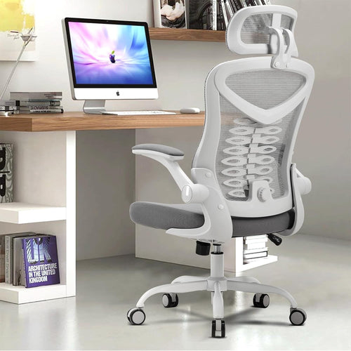 Ergonomic Mesh Office Chair Lumbar Support Reclining Desk Seat White
