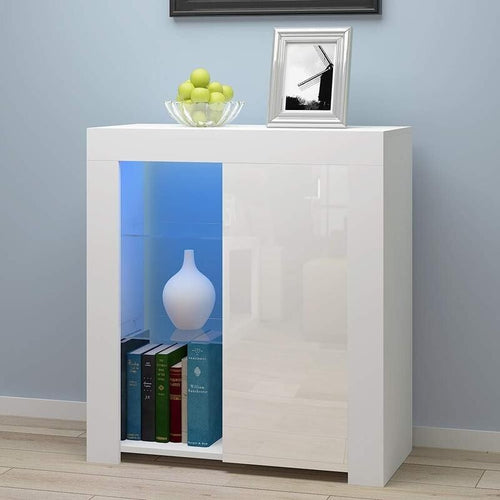 White High Gloss LED Sideboard Cabinet RGB Light Display Unit Storage Shelf