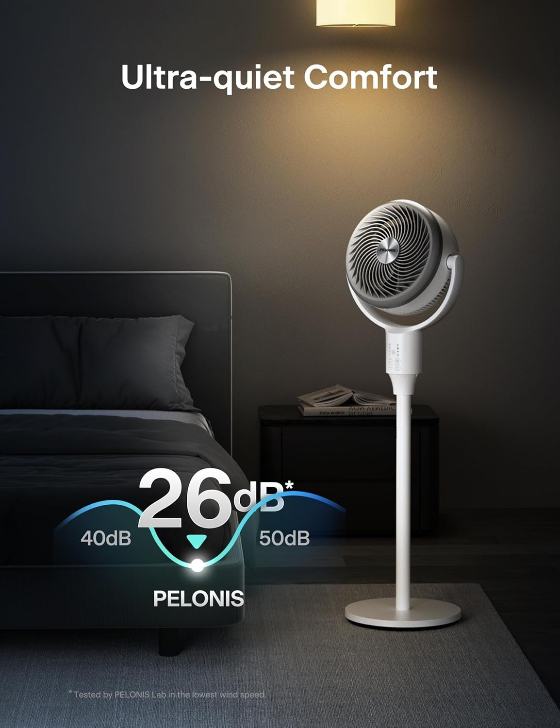 Adjustable Standing Fan White – 3-Speed Quiet Oscillating Air Circulator Remote