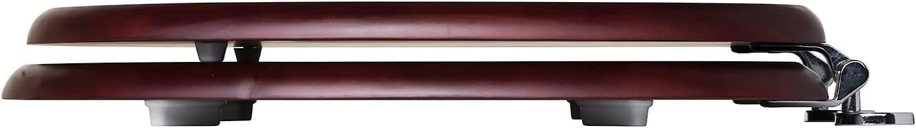 Solid Wood Toilet Seat Mahogany Wooden Oval Adjustable Hinges Chrome Fixings