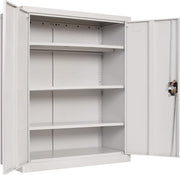 Metal Storage Cabinet with Lock, 3 Adjustable Shelves 109CM Office Cupboard