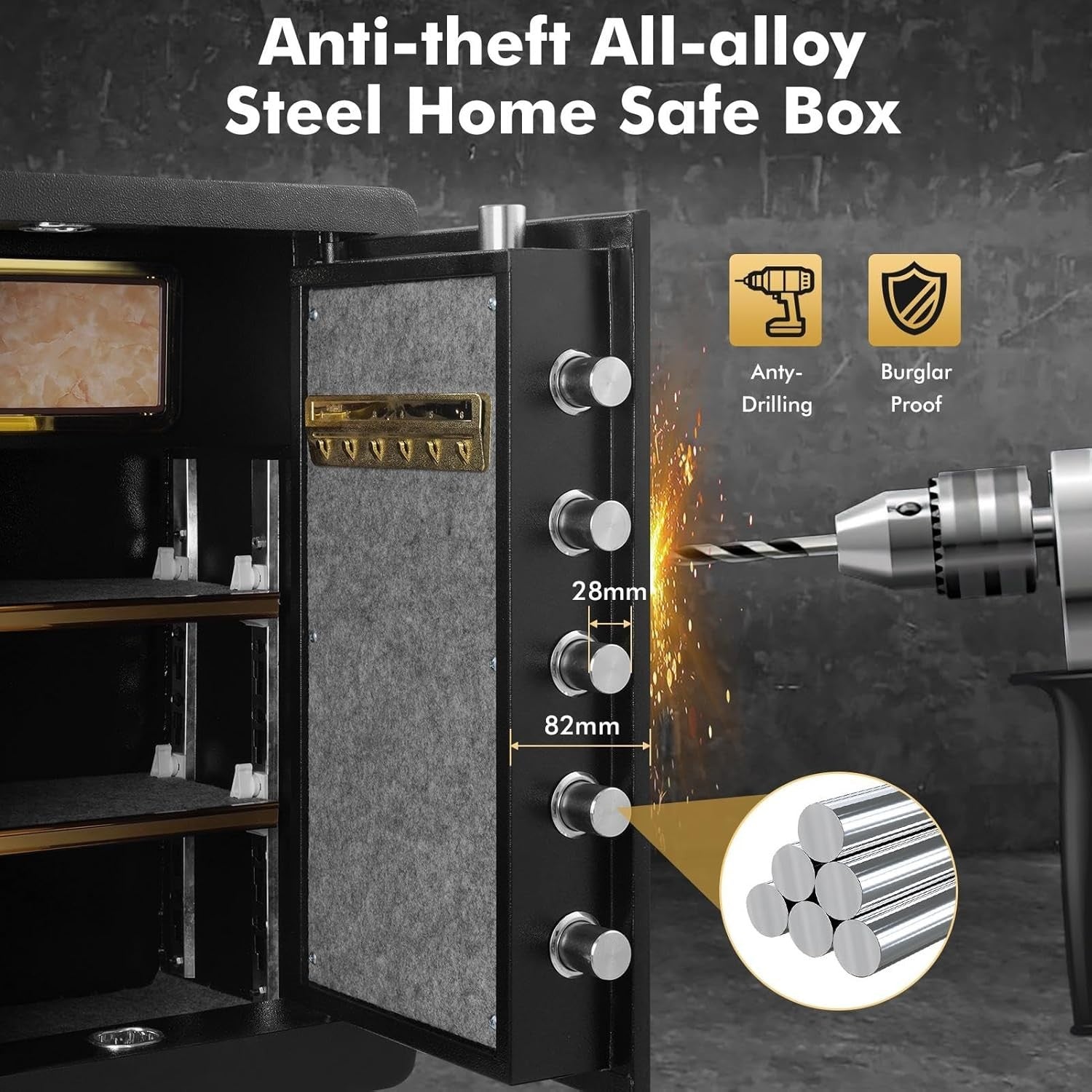 4.2 Cu Ft Fireproof Safe Box Digital Keypad Anti Theft Security Safe