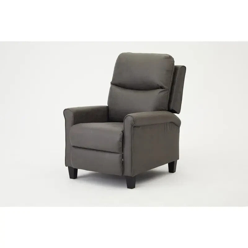 Recliner Armchair Grey Faux Leather High Back Push Back Lounge Chair