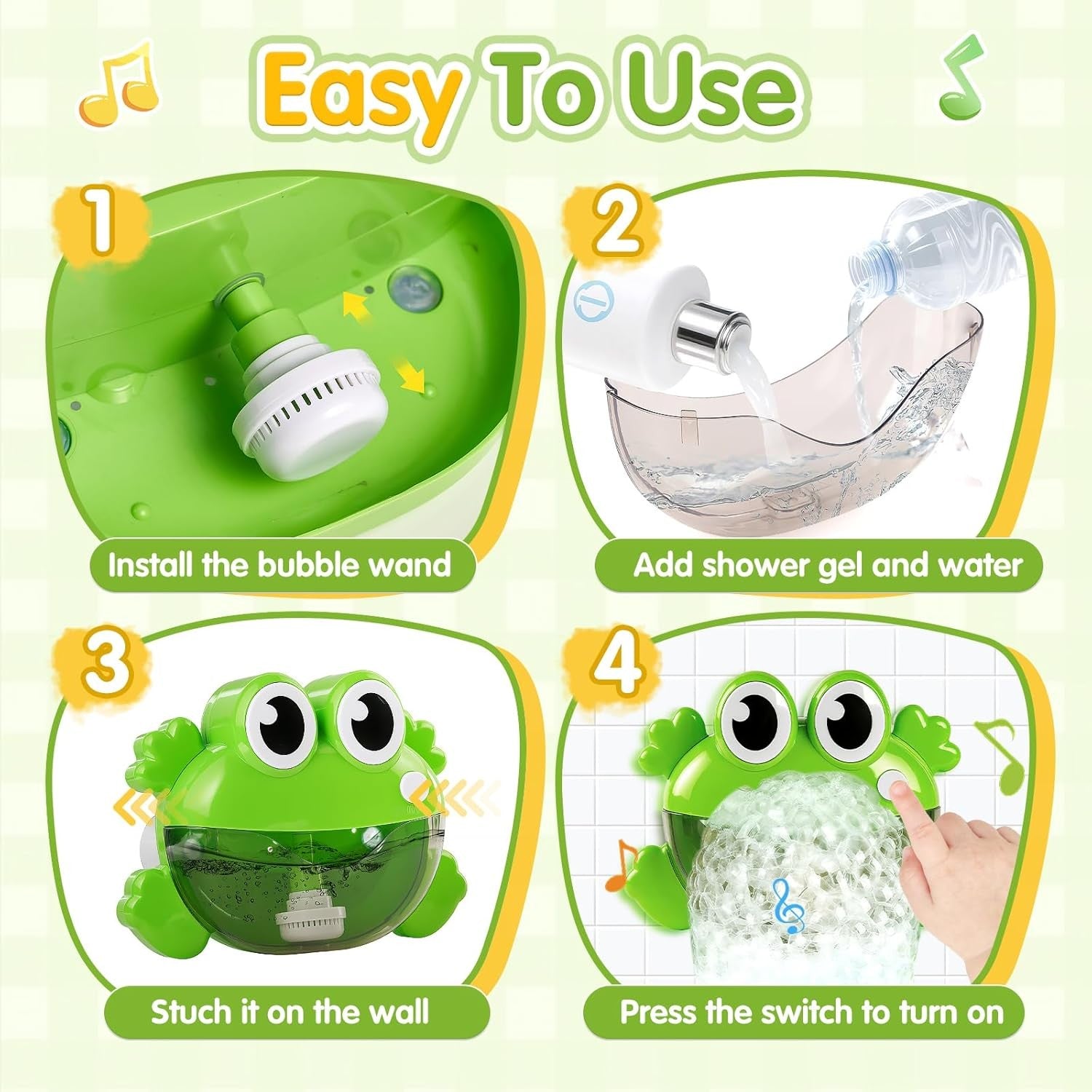 Baby Bath Bubble Machine Frog Toy with Music for Toddlers Kids