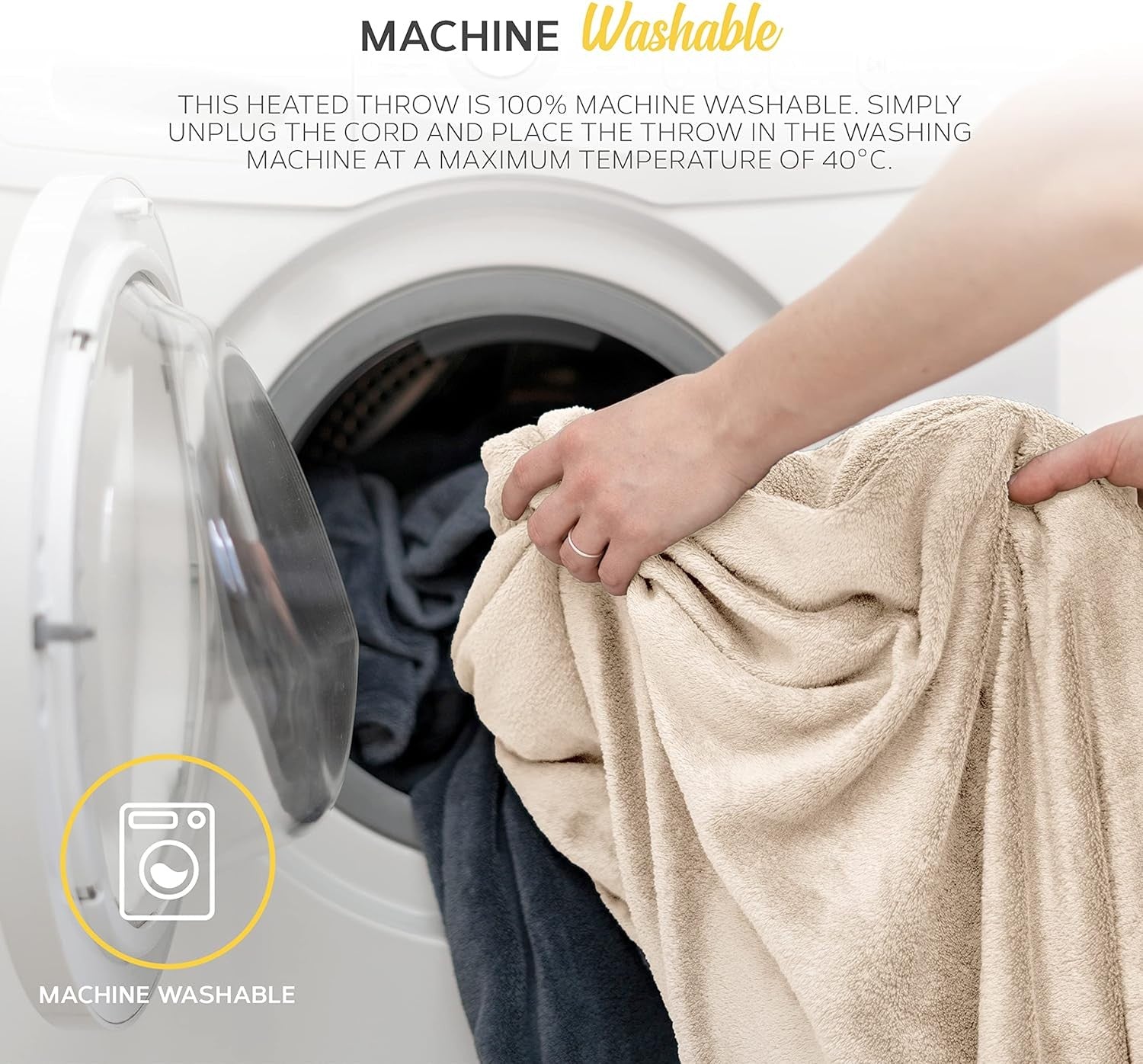 Electric Heated Blanket Double 150x200cm 9 Heat Settings Timer Washable