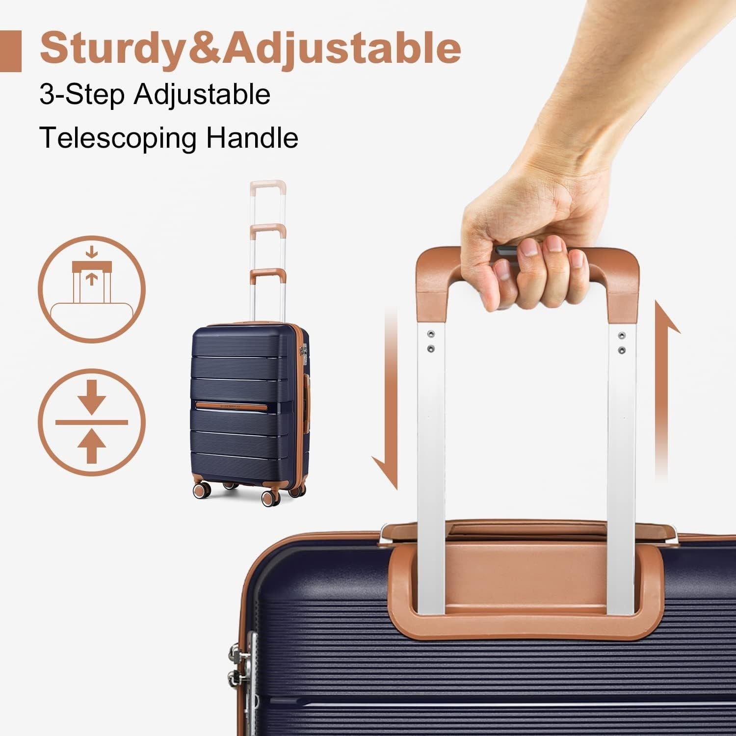 20'' Carry On Cabin Luggage PP Hard Shell TSA Lock 4 Spinner Wheels
