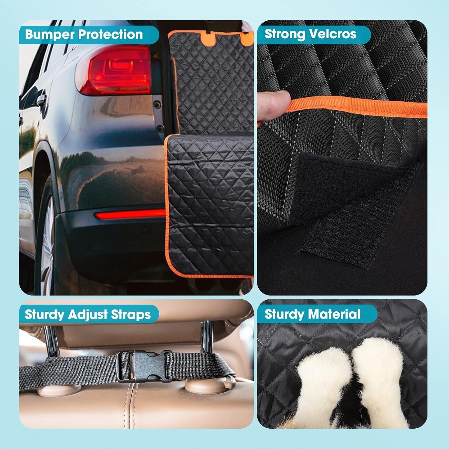 Dog Car Boot Protector Non Slip Trunk Liner SUV Cargo Cover Black