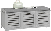 Space-Saving Shoe Storage Bench with 3 Drawers & Cushioned Seat – Grey