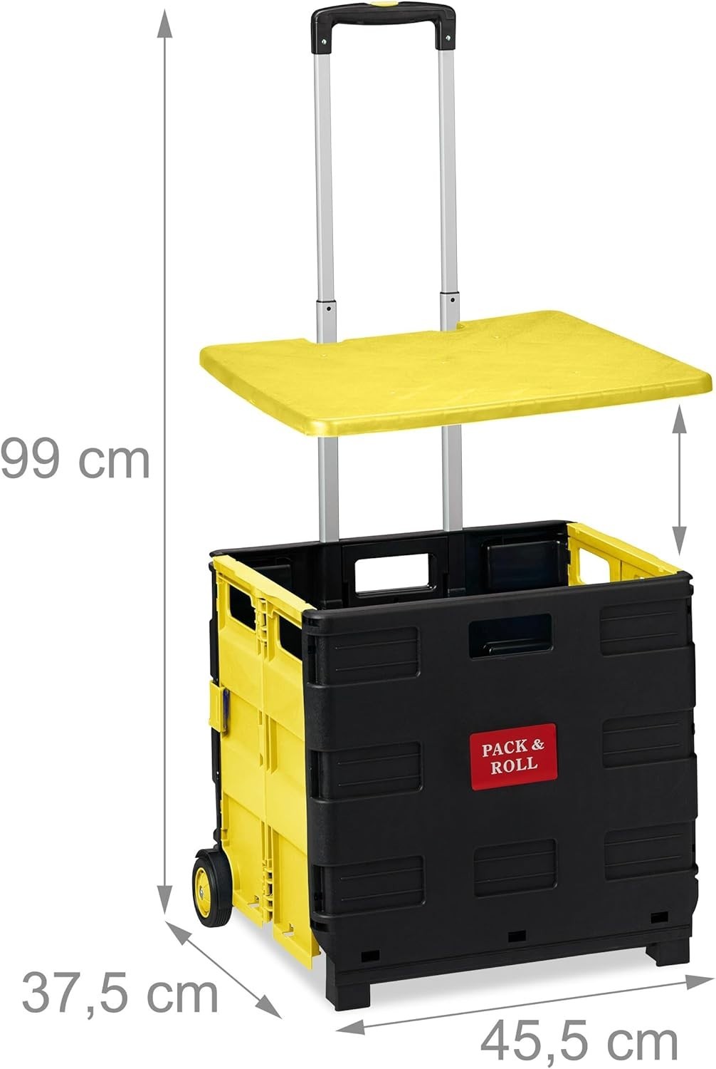 Foldable 50L Yellow/Black Shopping Trolley with Telescopic Handle – Up to 35kg