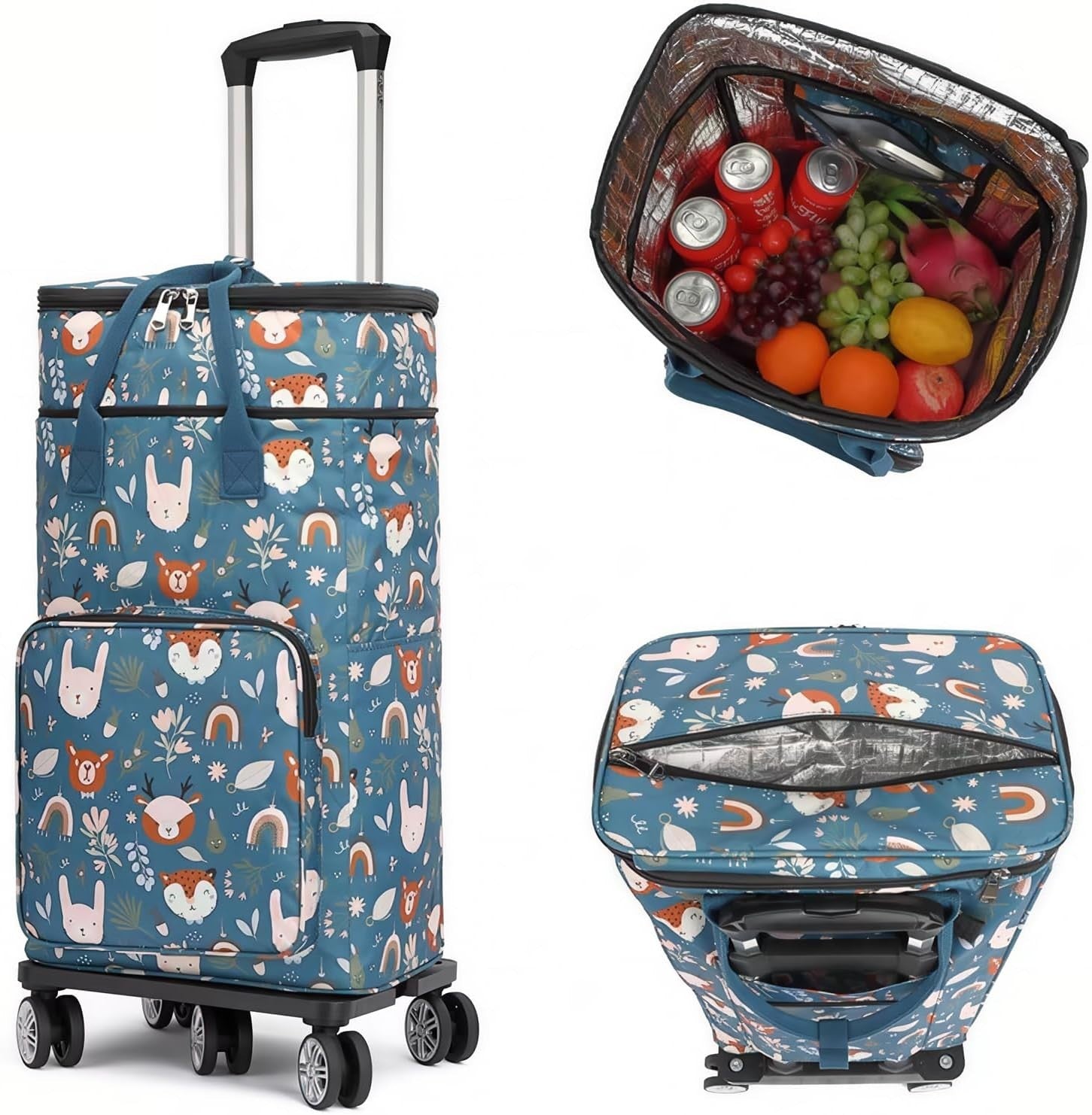 Insulated Folding Shopping Trolley Bag Wheels Telescopic Handle Large