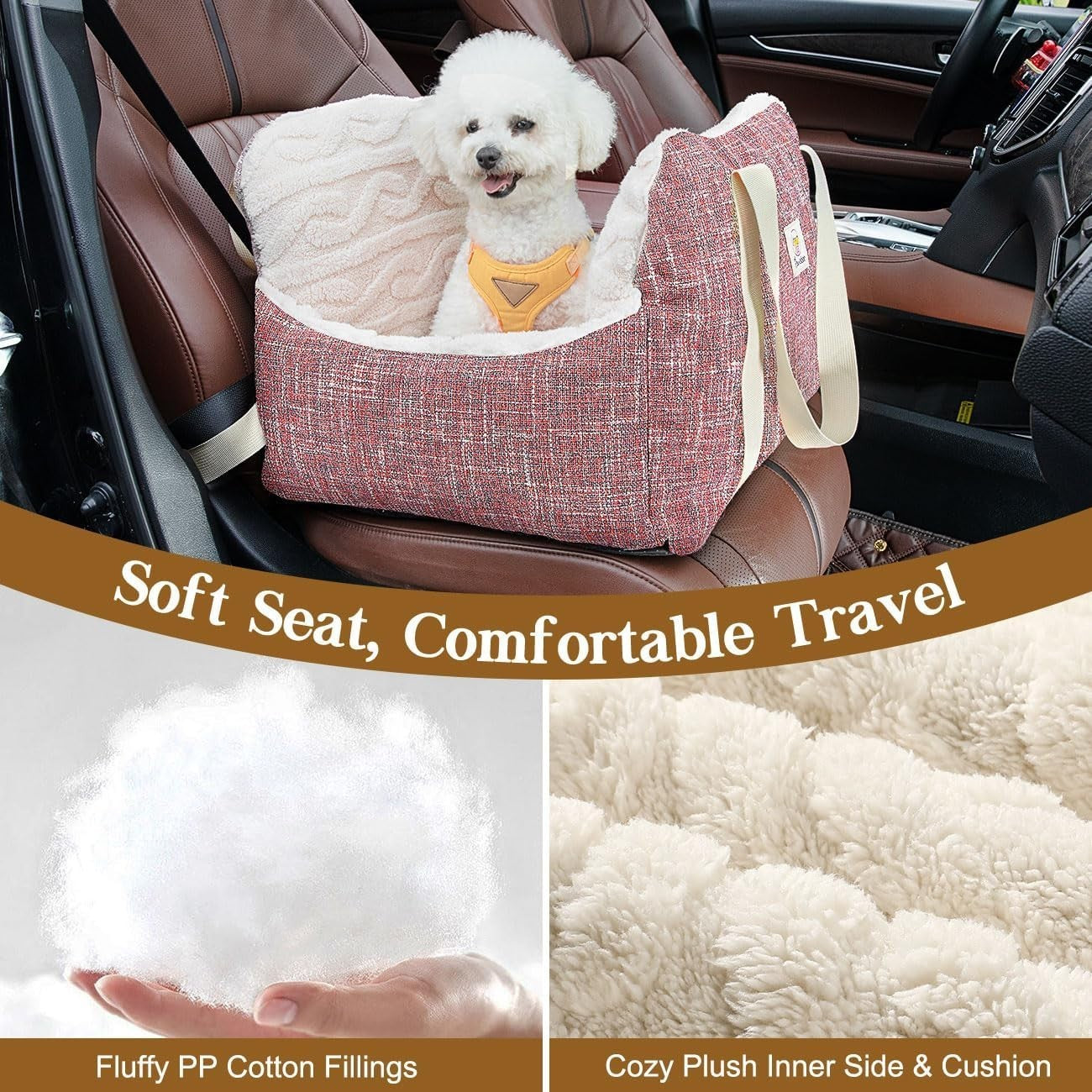 Dog Booster Car Seat Pet Travel Bed Safety Leash Washable 25lb