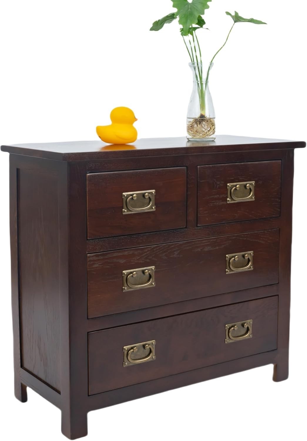 Solid Oak 4 Drawer Sideboard Cabinet Walnut Chest Bedroom Storage Unit