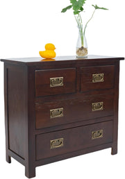 Solid Oak 4 Drawer Sideboard Cabinet Walnut Chest Bedroom Storage Unit