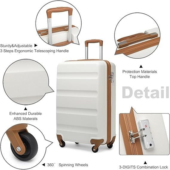 66cm ABS+PC Travel Suitcase Lightweight Hard Shell Spinner Wheels TSA Lock