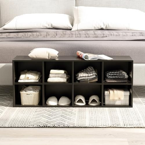 Modern Shoe Bench with 8 Compartments Storage Rack Seat for Hallway Bedroom