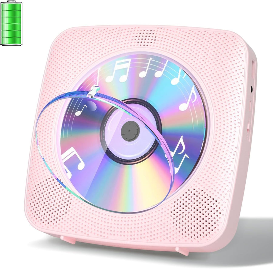 Desktop CD Player Bluetooth Speakers FM Radio USB AUX Remote Pink