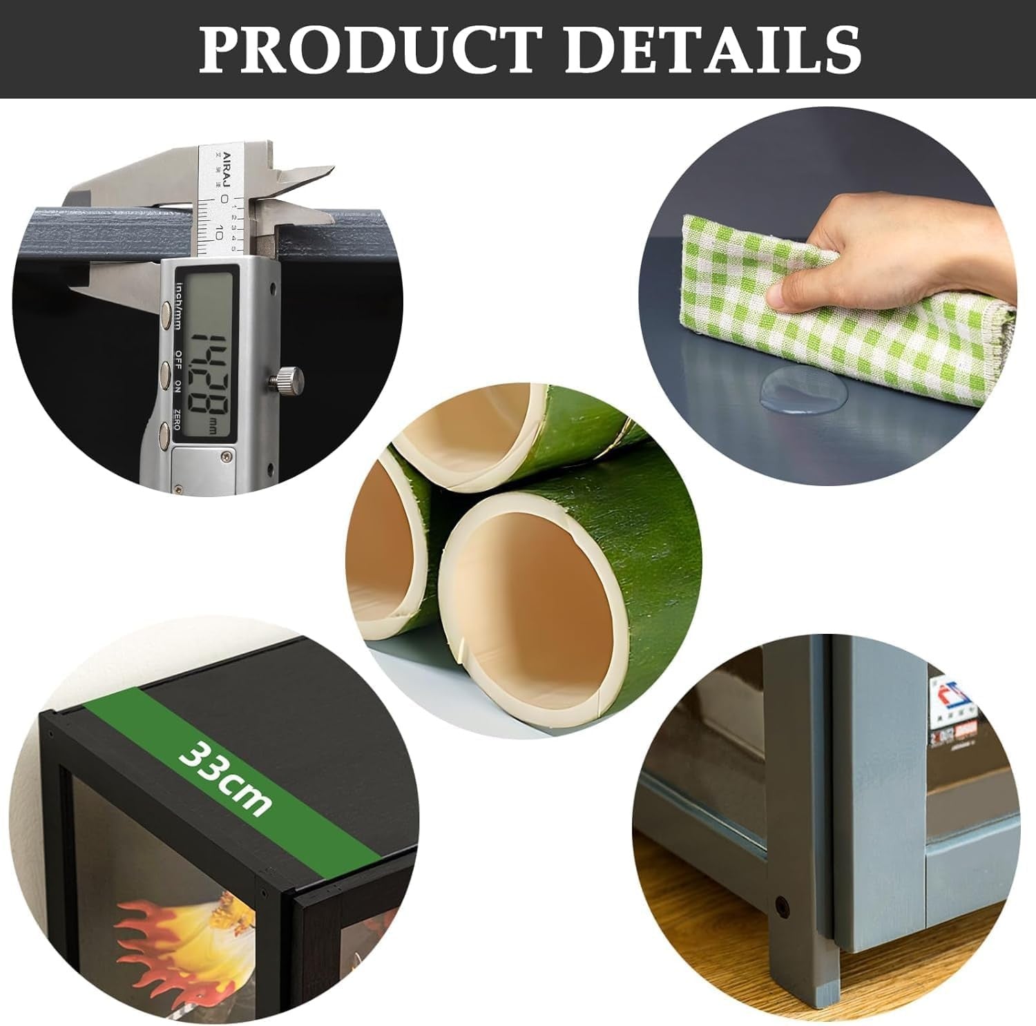 5 Tier Display Cabinet with LED Light, Acrylic Glass Door Curio Shelf Unit