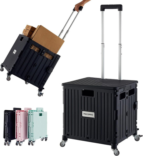 Folding Utility Trolley on Wheels Collapsible Cart All-Terrain 110lb Capacity