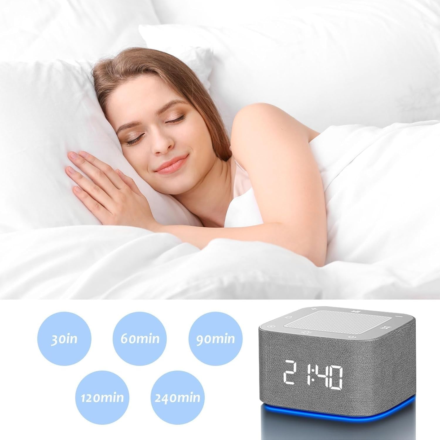 White Noise Machine with 32 Soothing Sounds, 8-Color Night Light