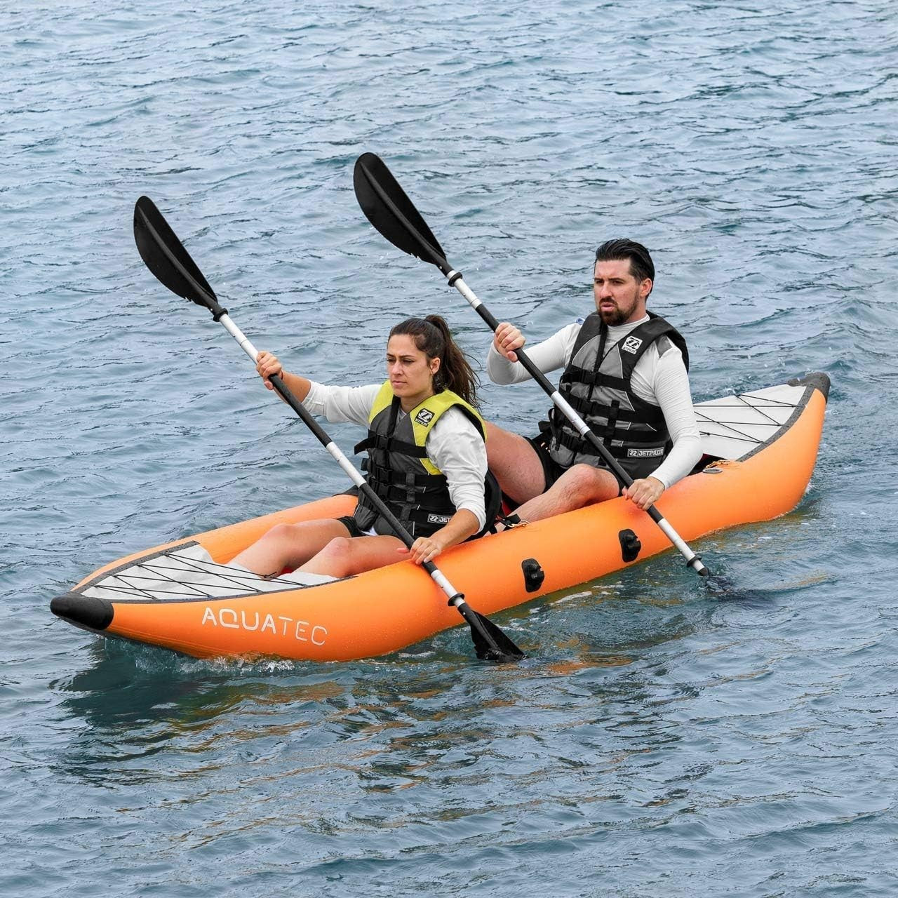 Inflatable Tandem Kayak PVC Canoe Set w/ Seats Paddles Pump