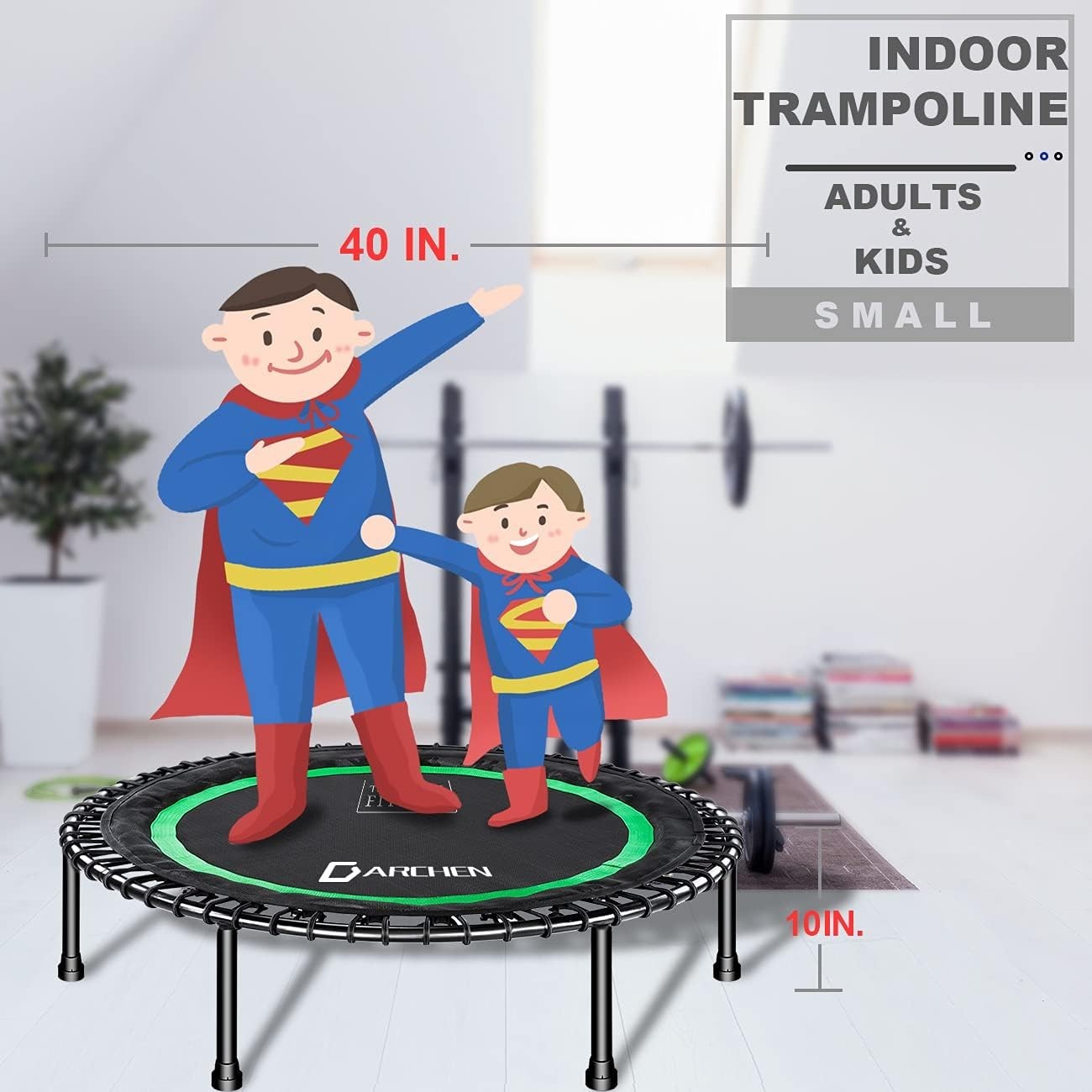 40in Heavy Duty Rebounder Mini Trampoline Quiet Bungee 200KG