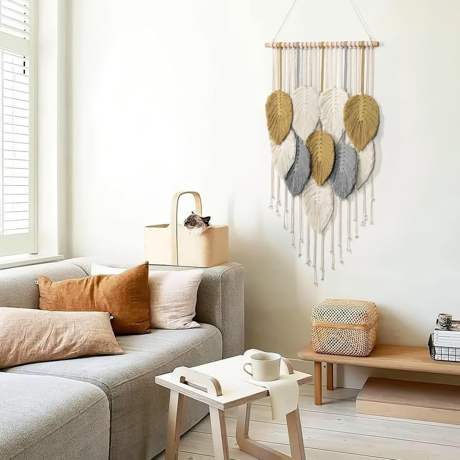 Boho Macrame Wall Hanging 16.5"x30.7" Woven Tapestry Decor