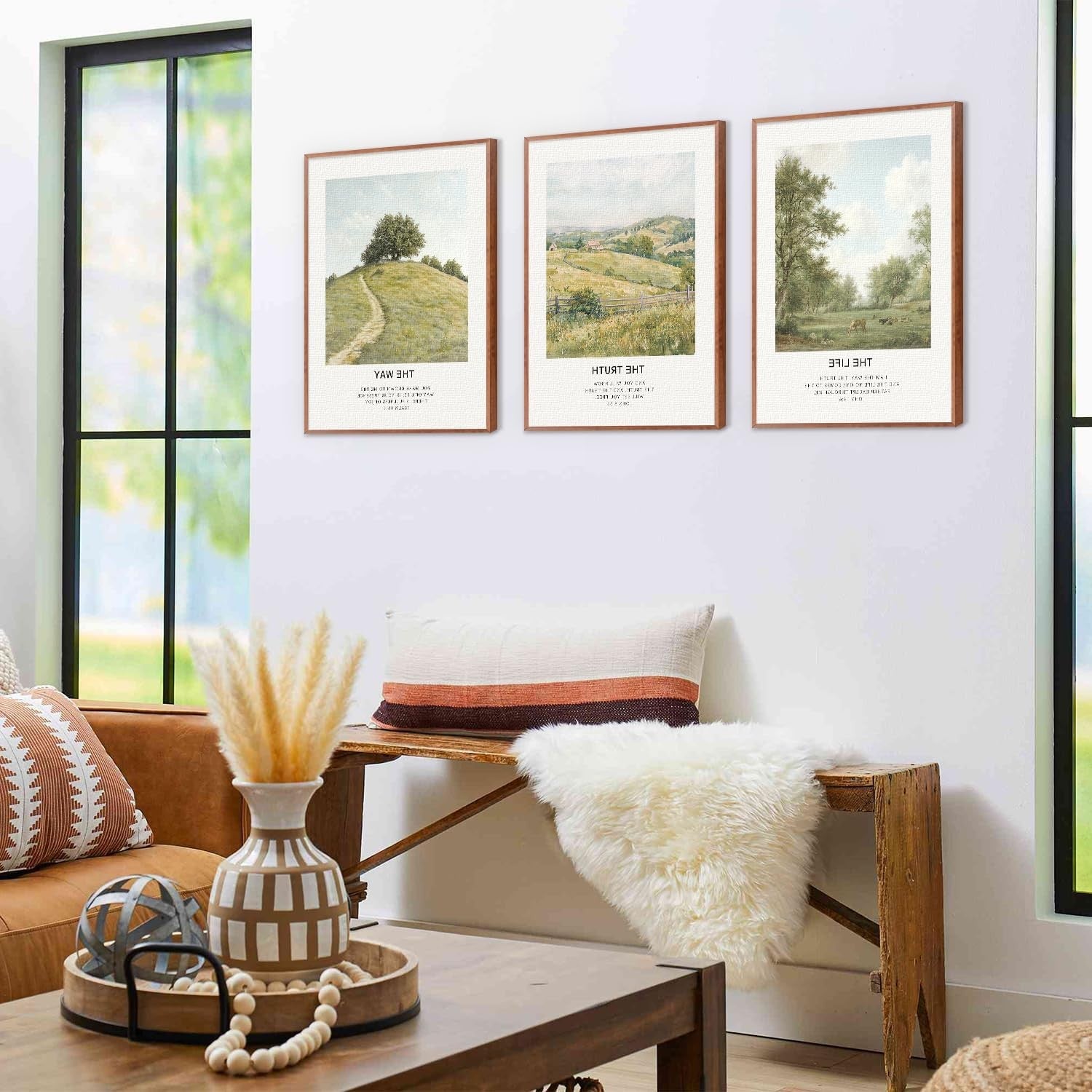 Christian Bible Verse Wall Art 3 Panel Framed Canvas 30x40cm