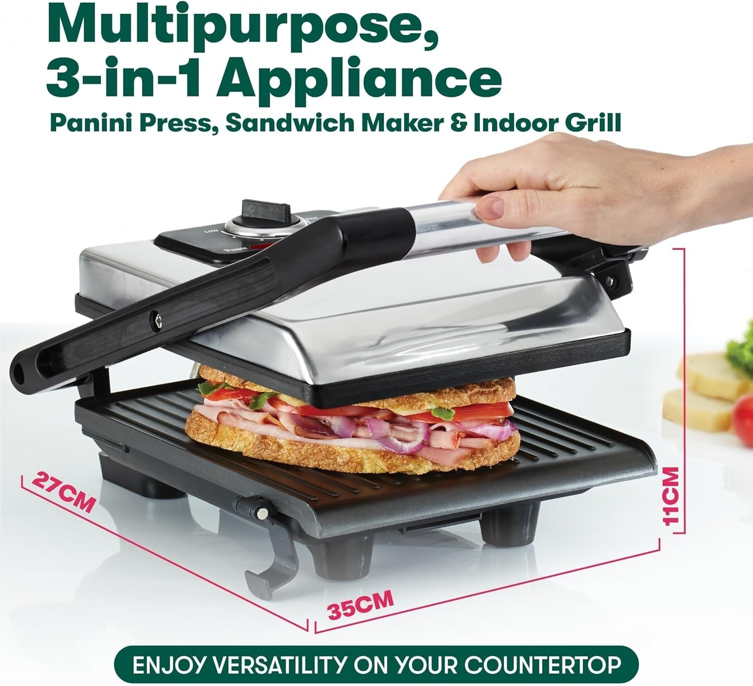 Panini Press Sandwich Maker & Electric Grill Nonstick Adjustable Lid