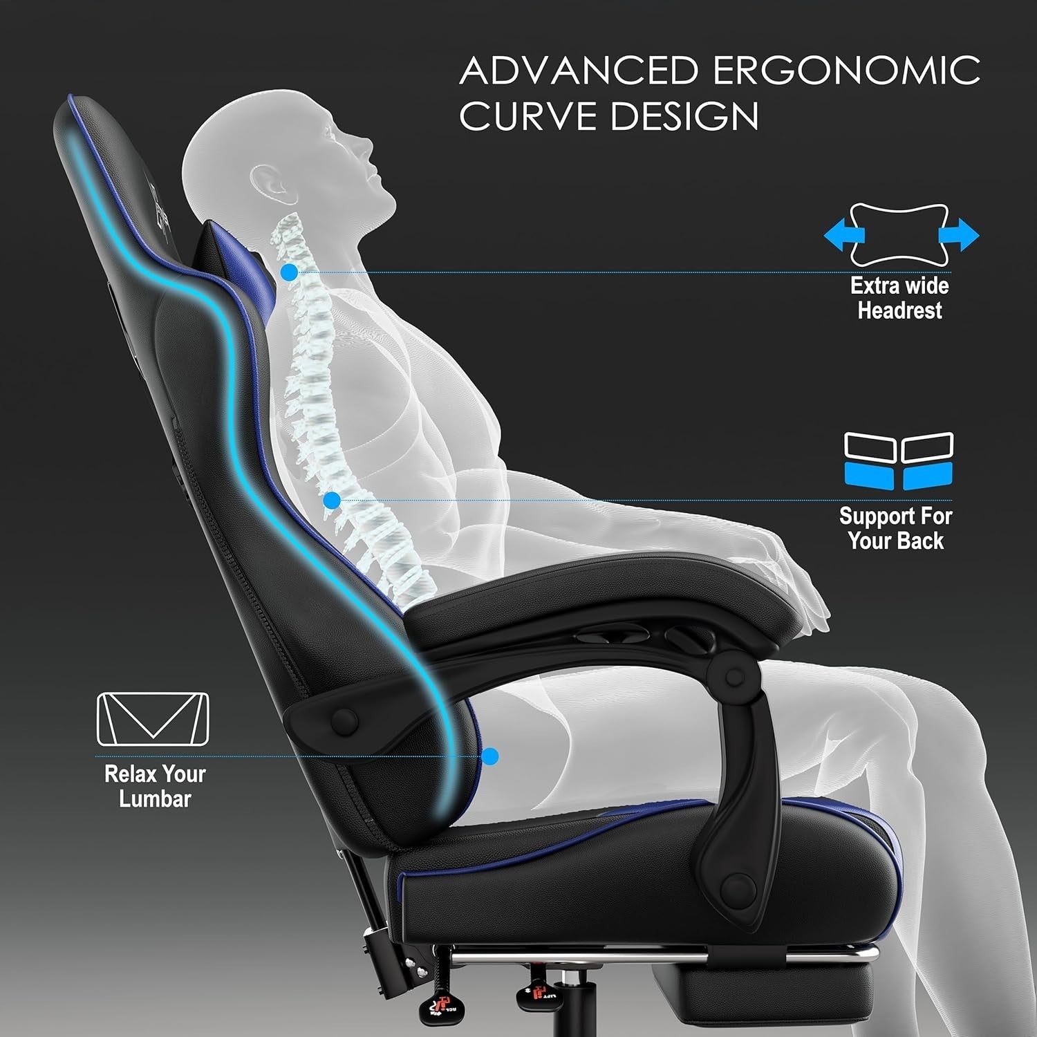 Ergonomic Gaming Chair High Back Office Desk Swivel Recliner Footrest 130KG