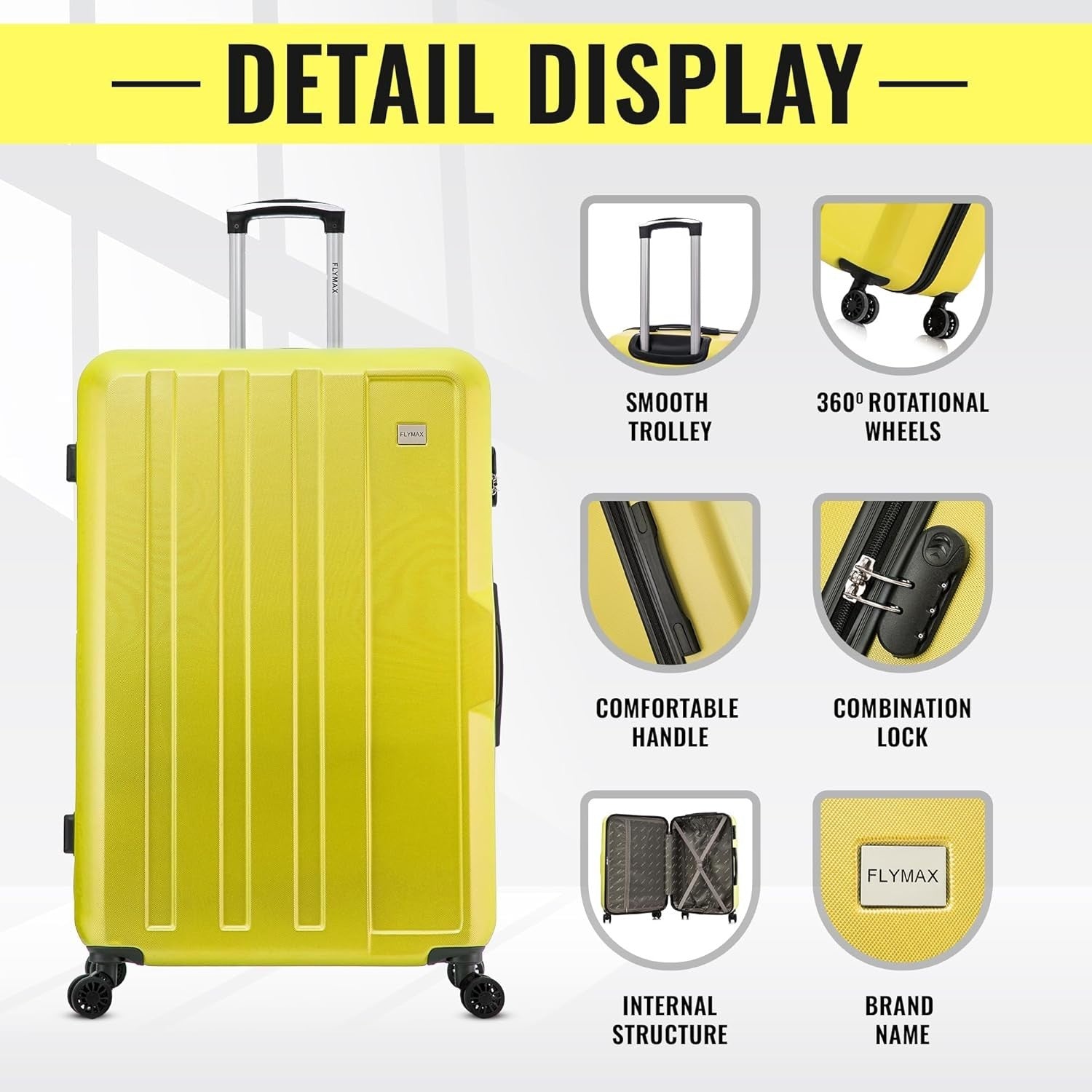 2 Piece Check In Luggage Set Large & Medium ABS Hard Shell 4 Wheel Spinner