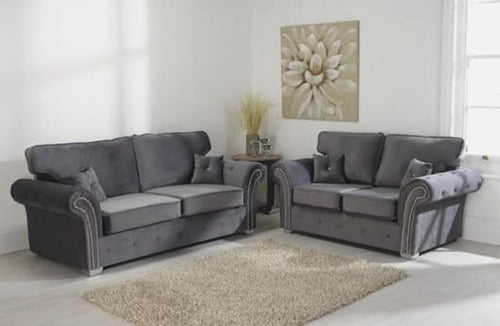 Grey Plush Velvet Highback Corner Sofa 3 Seater Modern L-Shape Sofa