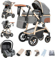 3 in 1 Baby Pram Pushchair Travel System Adjustable Handle Newborn