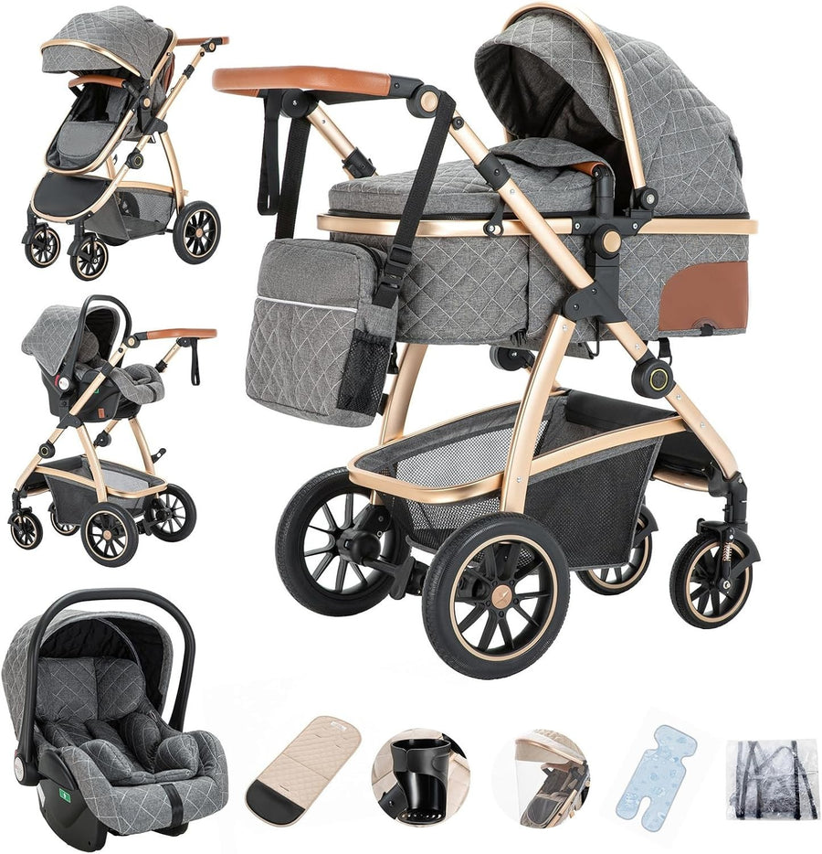 3 in 1 Baby Pram Pushchair Travel System Adjustable Handle Newborn