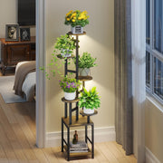 6-Tier Metal Plant Stand with Adjustable LED Grow Light | Tall Indoor Display Ra