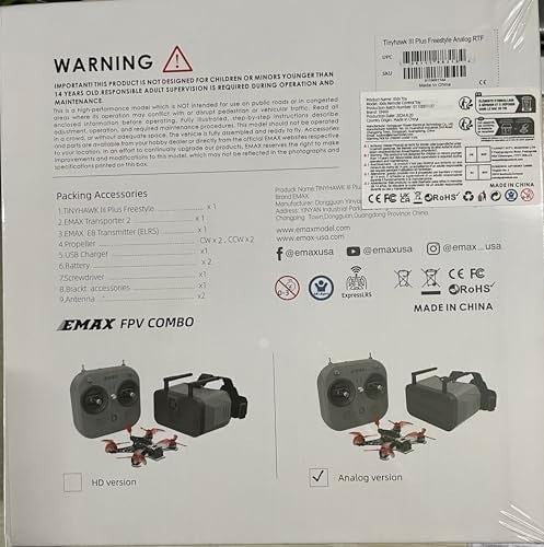 EMAX Tinyhawk 3 Plus FPV Freestyle Drone Kit Goggles Controller Carbon Frame